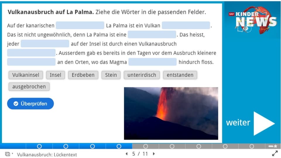 Screenshot der Quiz-Website