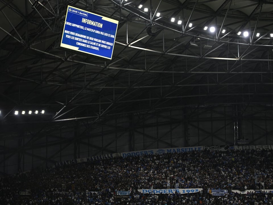 Im Stade Vélodrome wurde am Sonntagabend nach den gewalttätigen Ausschreitungen kein Fussball gespielt.