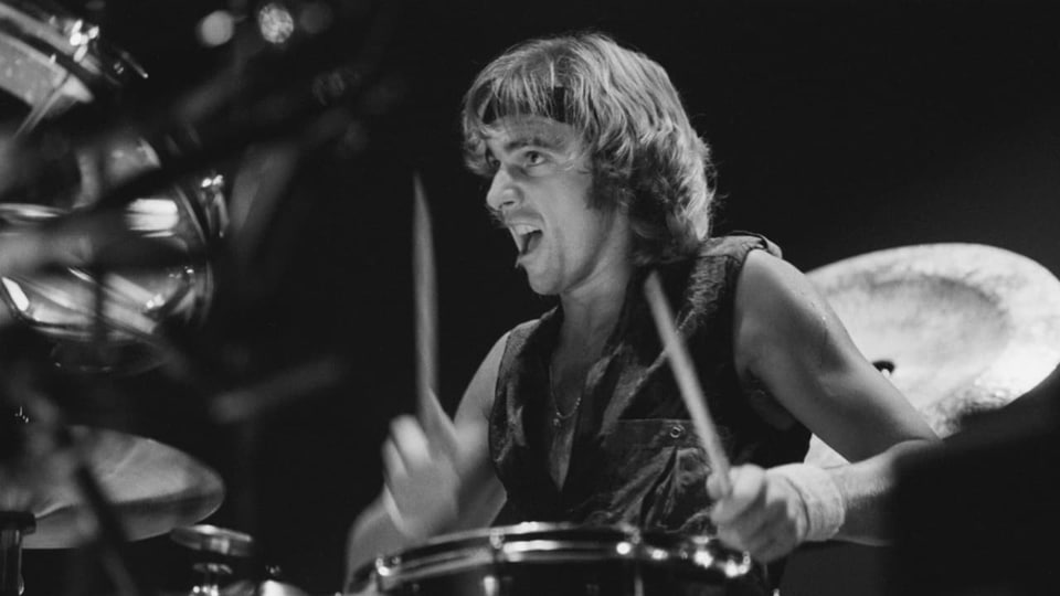 Drummer Alan White performt 1978 im Madison Square Garden in New York City.