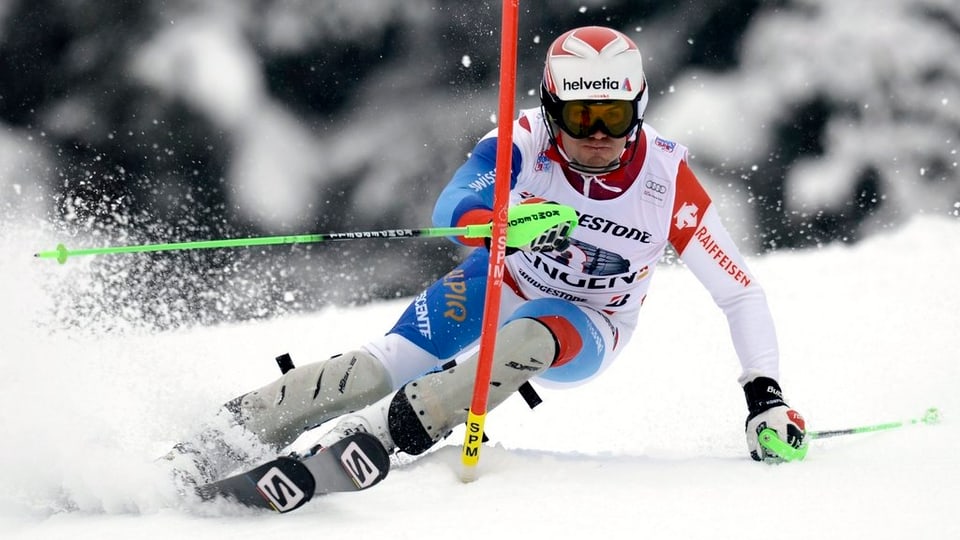 Der Schweizer Sandro Viletta fährt in Wengen den Slalom der Superkombination. 
