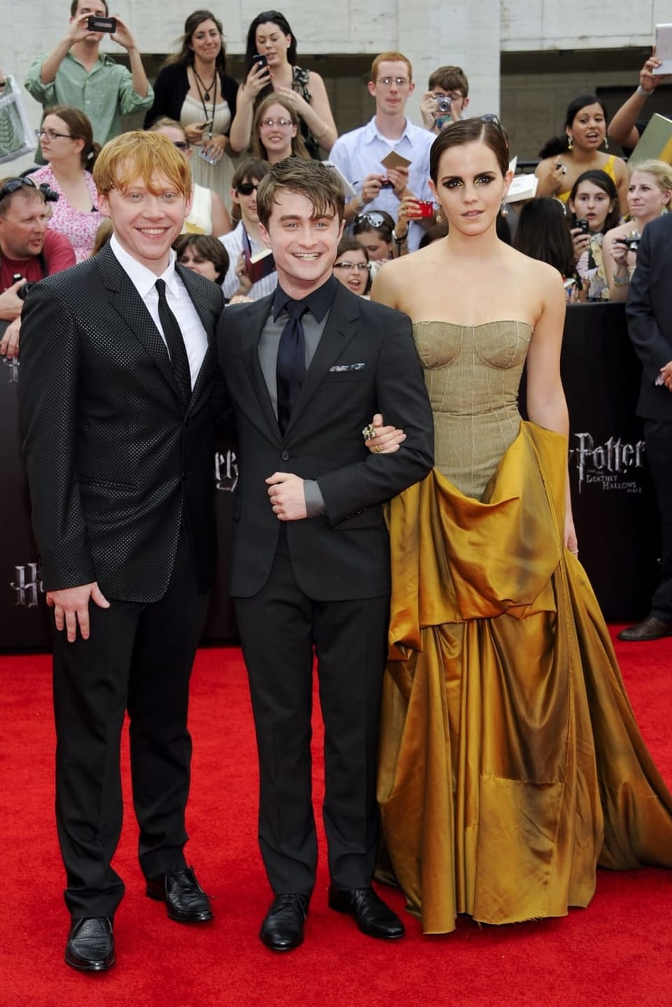 Rupert Grint, Daniel Radcliffe und Emma Watson 2011 an der letzten Potter-Premiere.