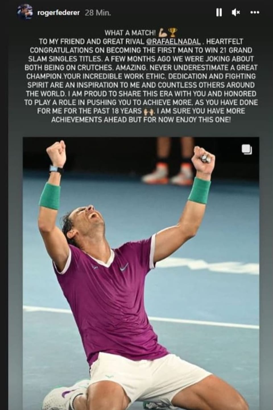 Das Instagram-Posting von Roger Federer.