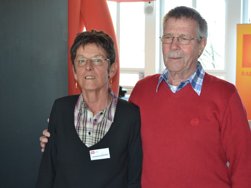 Annerös Schmid mit Ehemann Hansruedi im Studio von Radio SRF 1.