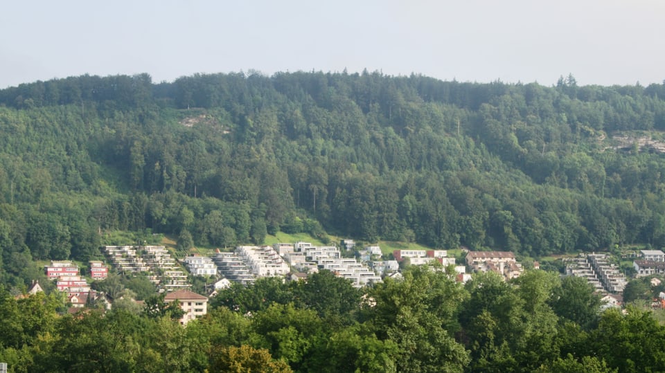 Eine Wohnsiedlung an einem Berg