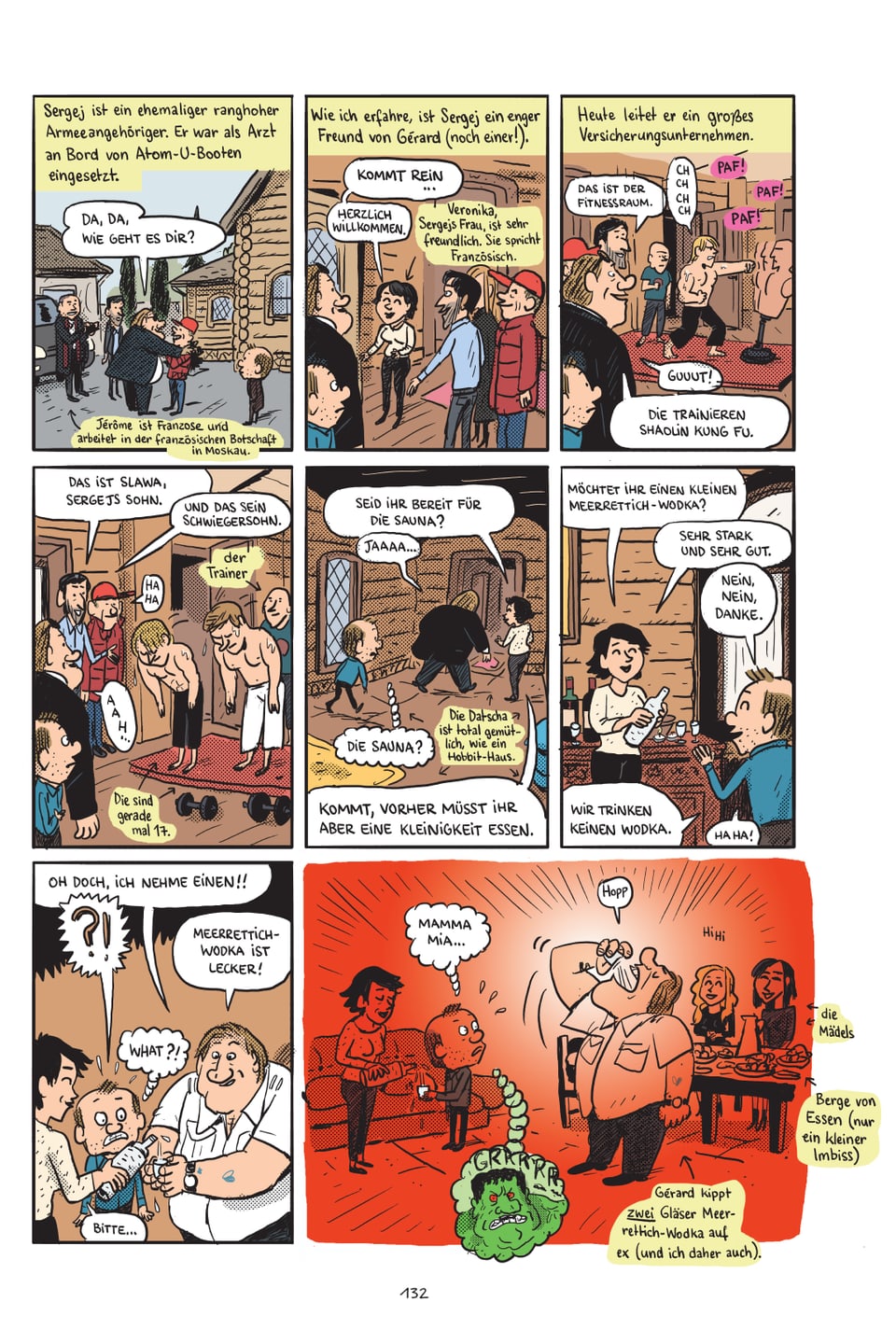 Comic-Zeichnung: Depardieu macht Party
