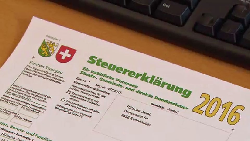 Steuererklärung des Kantons Thurgau 2016.