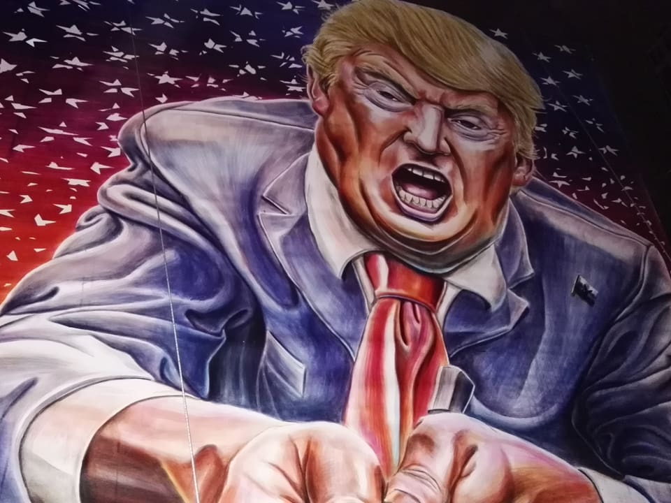 Donald Trump auf der Laterne der «Glunggi»-Clique. 