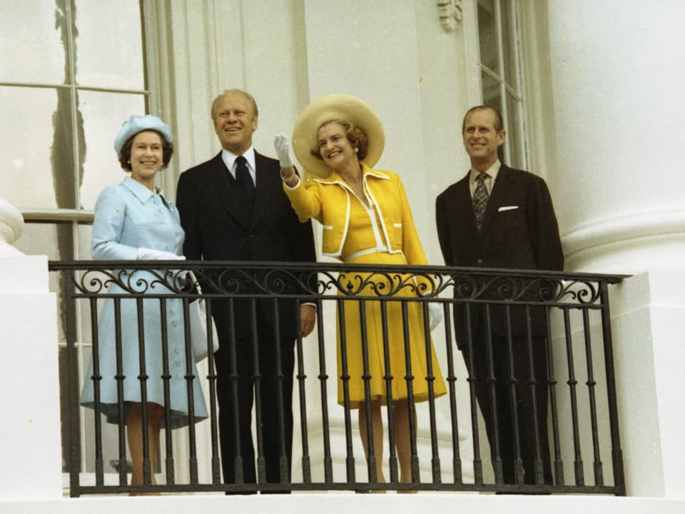 Queen Elizabeth (von links) mit Gerald Ford, Betty Ford und Prince Philip