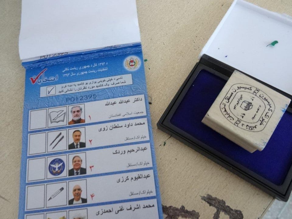 Ein Wahlzettel in Afghanistan.