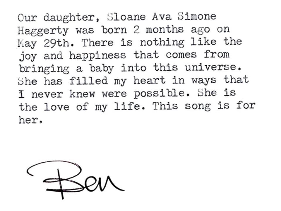 Ausschnitt eines Briefes von Rapper Macklemore, in dem er von der Angst vor und dem Glück nach der Geburt seiner Tochter erzählt.