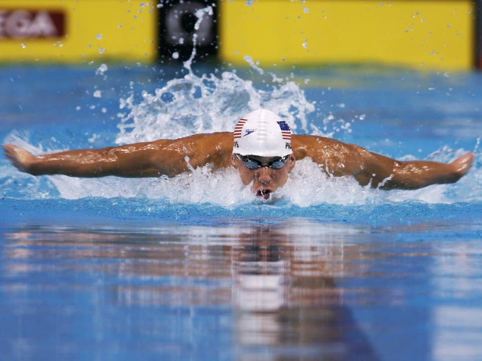 Michael Phelps über 200 m Schmetterling.