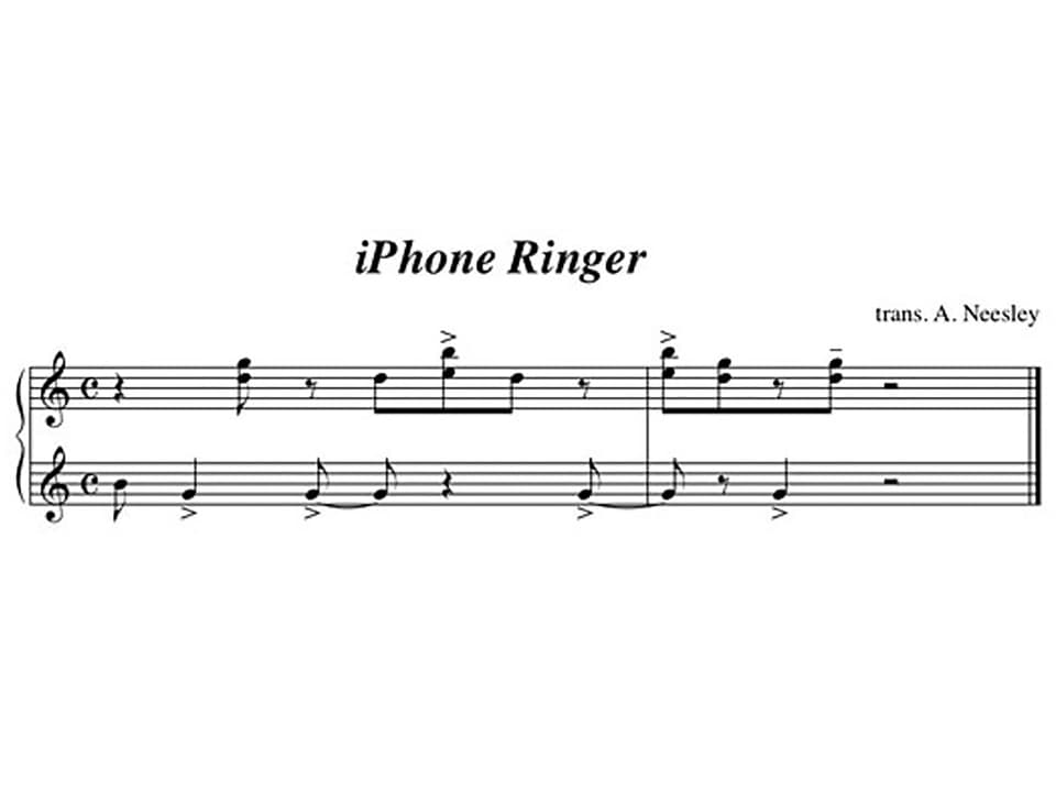 Die Melodie des «Marimba»-Klingeltons in Notenform.
