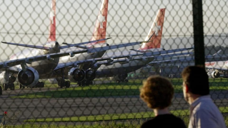 Swissair Flugzeuge am Boden