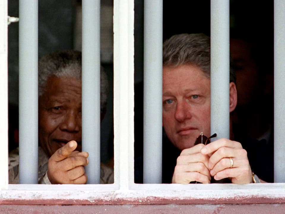 Bill Clinton und Nelson Mandela in Robben Island 1998