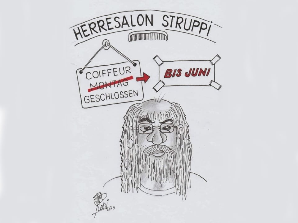 Zeichnung eines Mannes mit langen Haaren