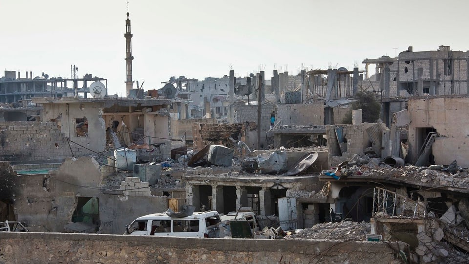 Kobane, zertrümmerte Häuser.