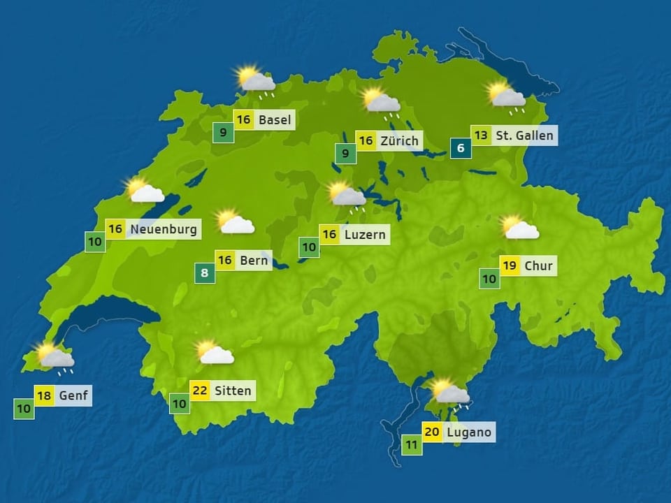 Ein Screenshot der Frontseite von SRF Meteo