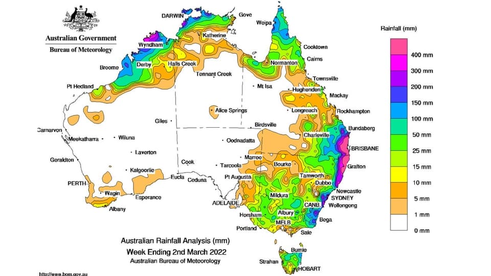 Wochen-Niederschlag Australien