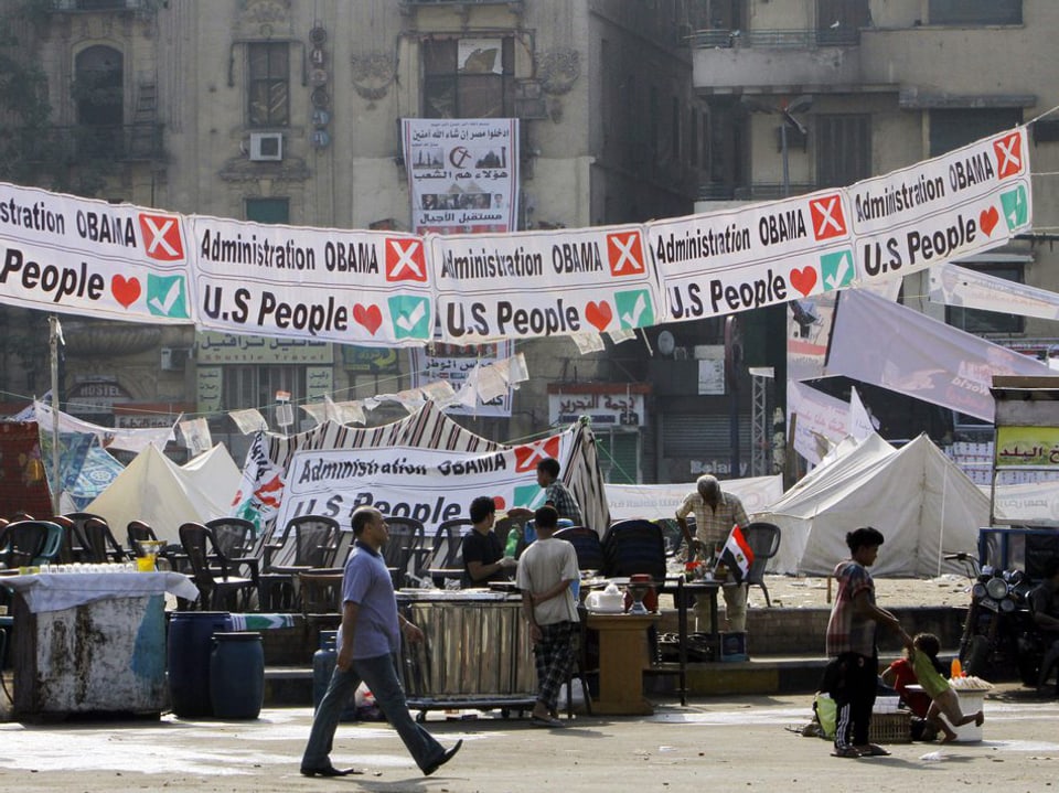 Anti-USA-Banner am Tahrir Platz