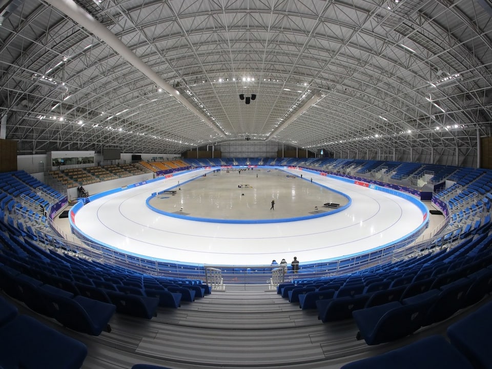 Blick ins «Gangneung Oval»: Austragungsort der Eisschnelllauf-Wettkämpfe.