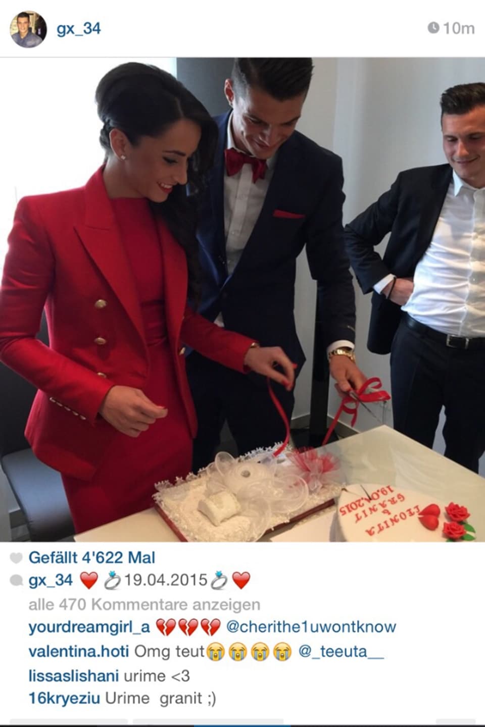 Granit Xhaka und seine Verlobte Leonita auf Instagram.