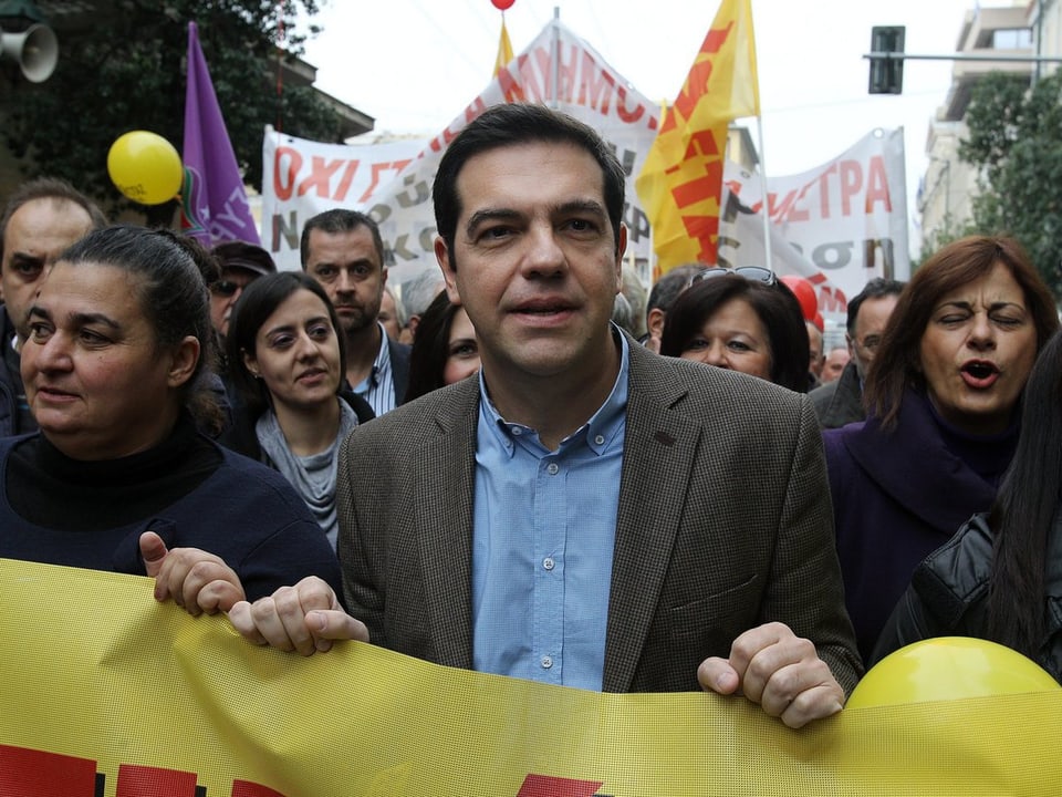 Tsipras hinter Transparent.