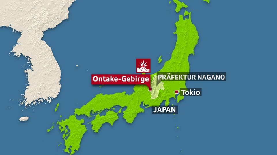 Karte von Japan mit Ontake
