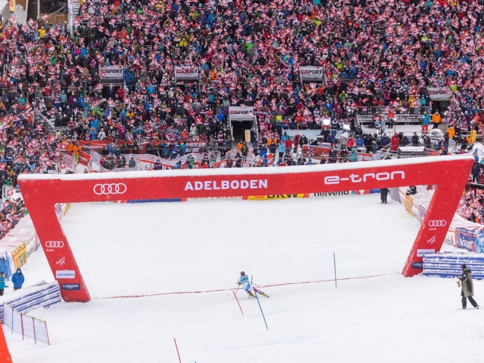 Wird auch in Adelboden im Einsatz stehen Der Zielraum von Adelboden