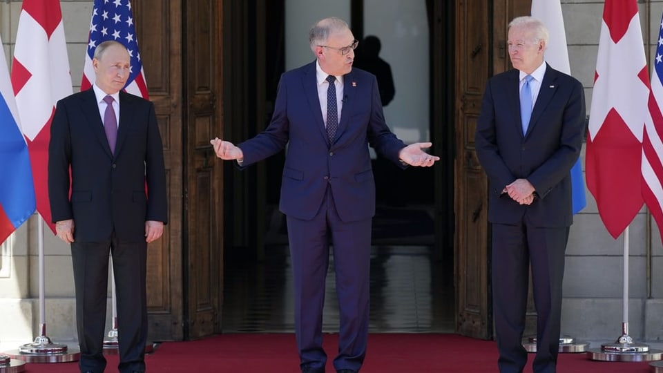 Parmelin mit Putin und Biden in Genf.
