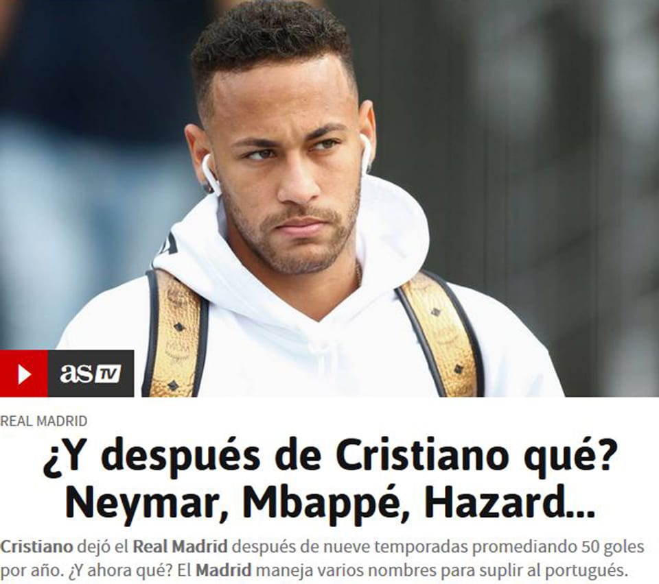 Die spanische Sport-Zeitung AS fragt: «Nach Cristiano? Neymar, Mbappé, Hazard...»