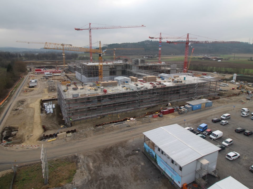Baustelle der neuen CSL Behring-Fabrik in Lengnau.