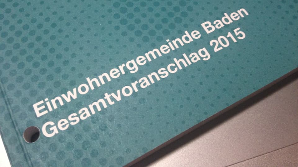 Ausschnitt der Broschüre «Einwohnergemeinde Baden Gesamtvoranschlag 2015»