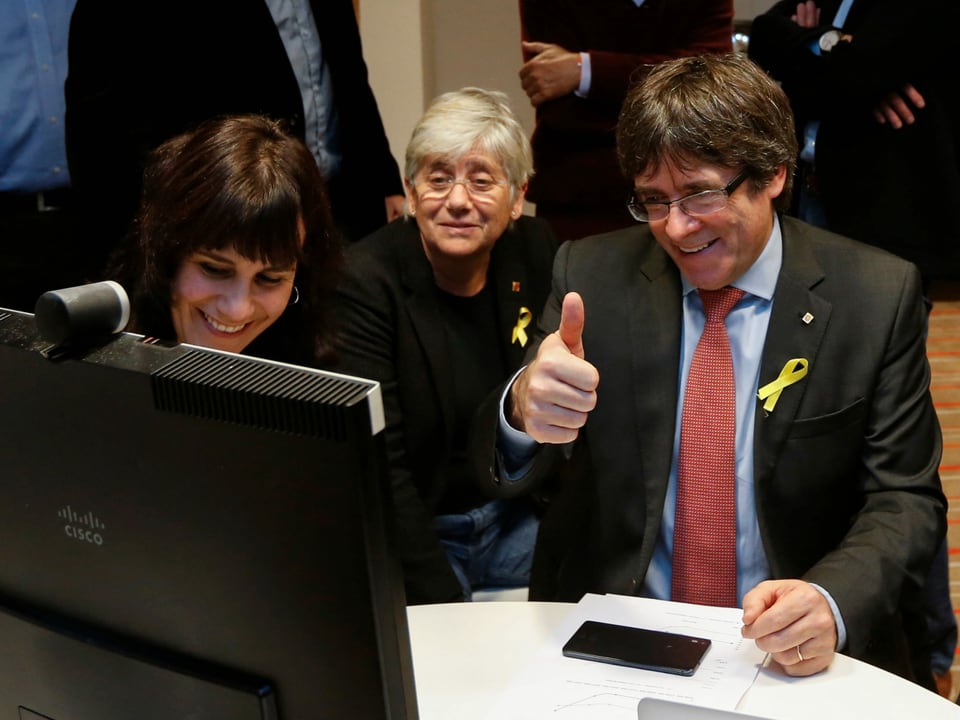 Carles Puigdemont freut sich im belgischen Exil über den Wahlerfolg.