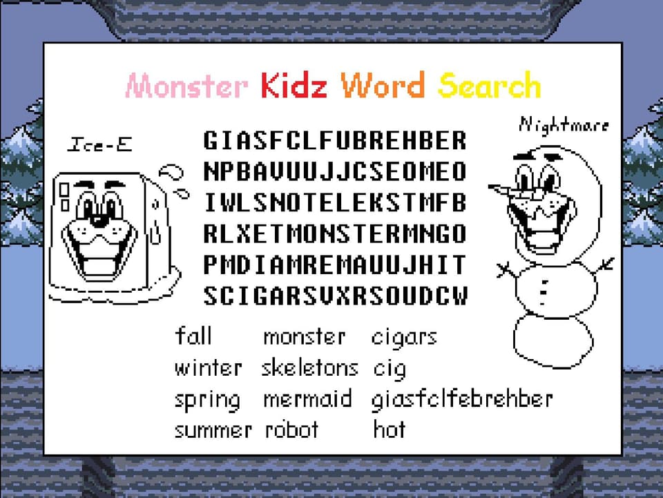 Monster Kidz Word Search.