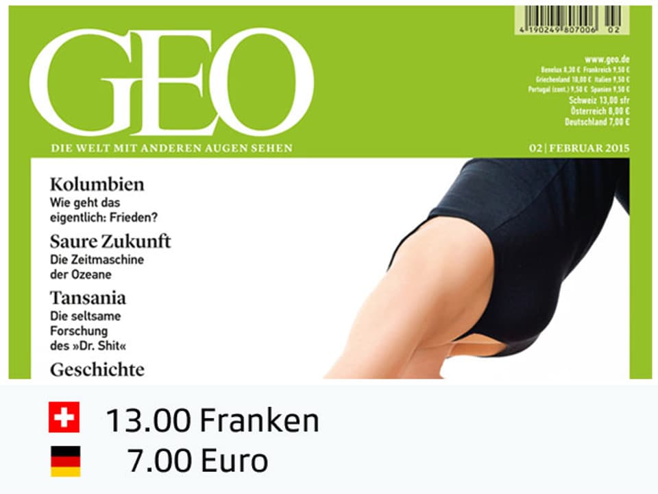 Titelblatt Geo mit Preisvergleich Franken / Euro.