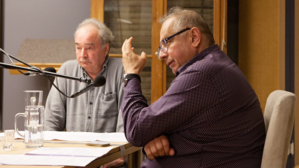 M. Seifert und H. Eichhorn im Hörspielstudio