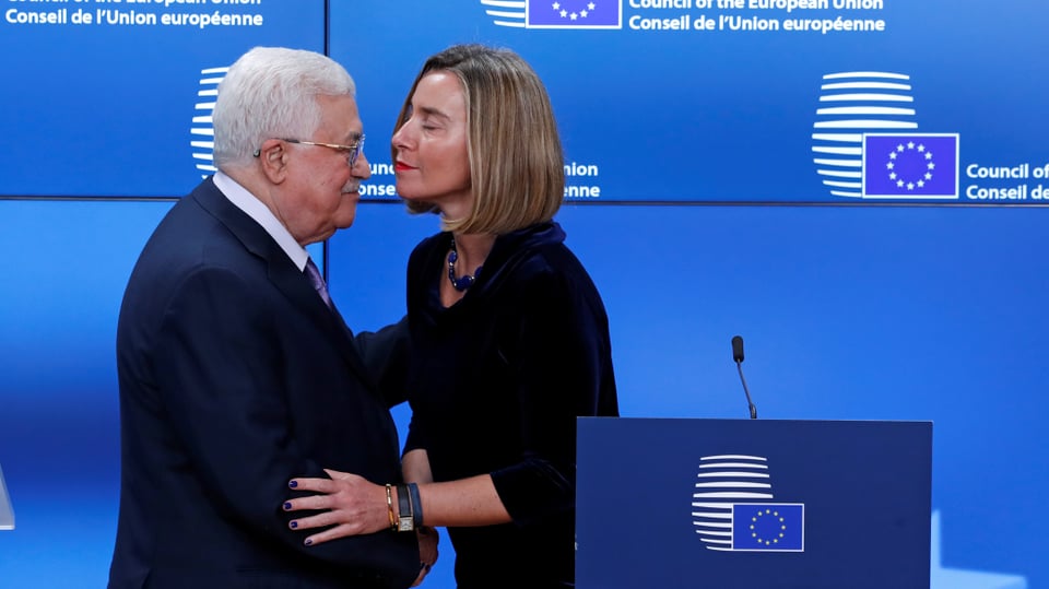 Mogherini in Brüssel mit Palästinenserpräsident Mahmud Abbas (22.1.2018 in Brüssel)