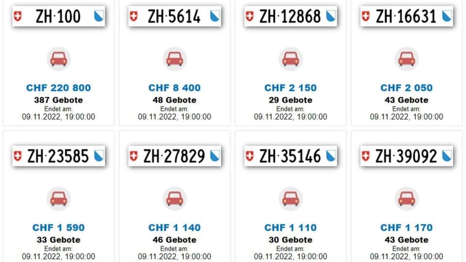 ZH 100 wird versteigert: Das sind die teuersten Autonummern der Schweiz