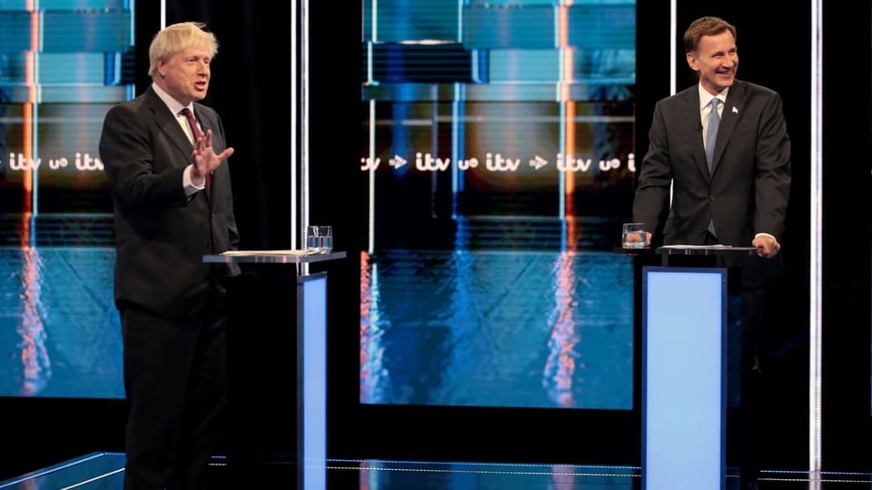 Boris Johnson und Jeremy Hunt bei der TV-Debatte