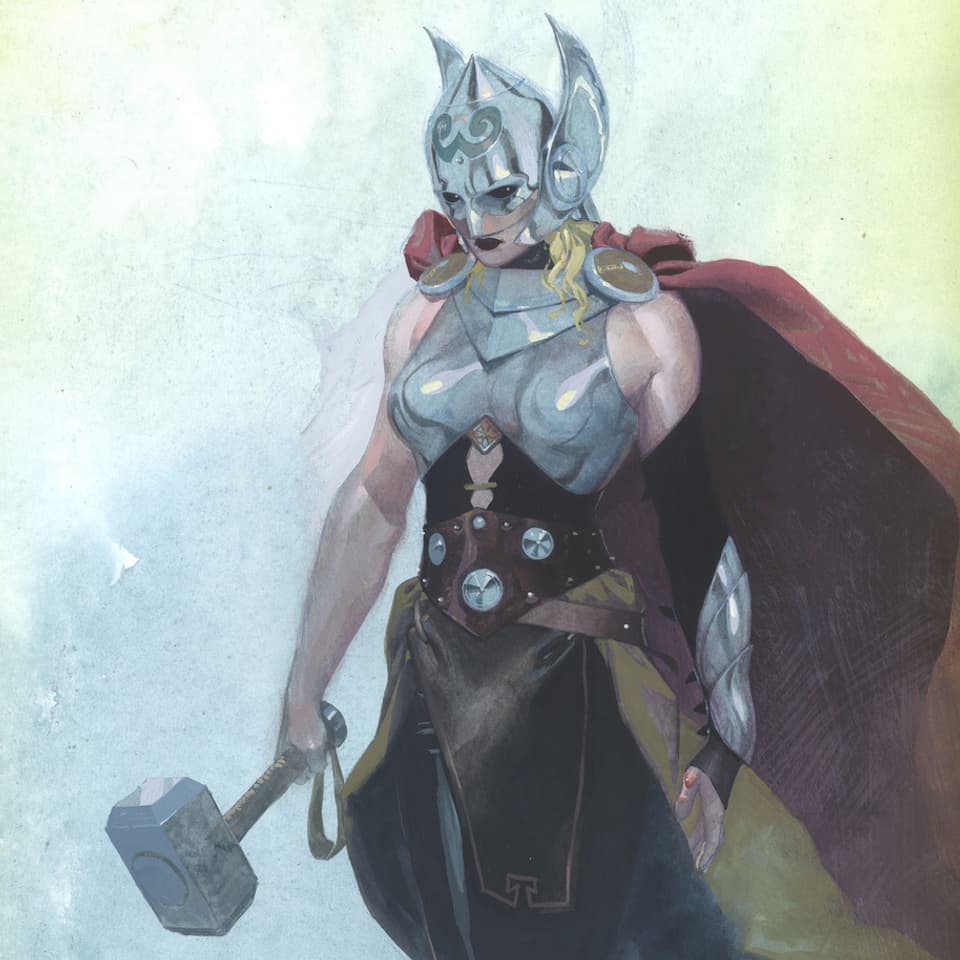 Comiczeichnung von Thor als Frau.