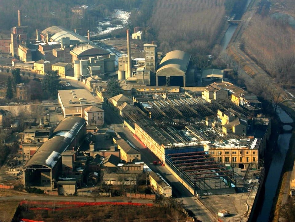 Aerial view of the Eternit plant in Casale Monferrato, Italy