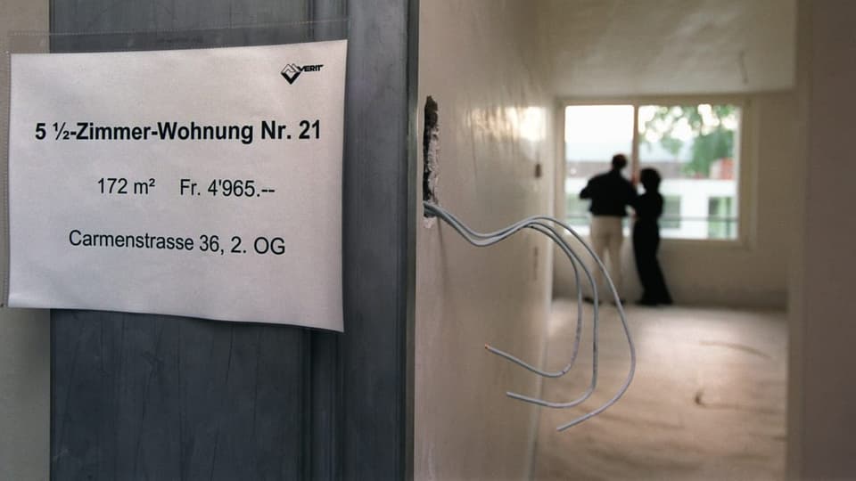 Ausschilderung für eine Mietwohnung in Zürich.