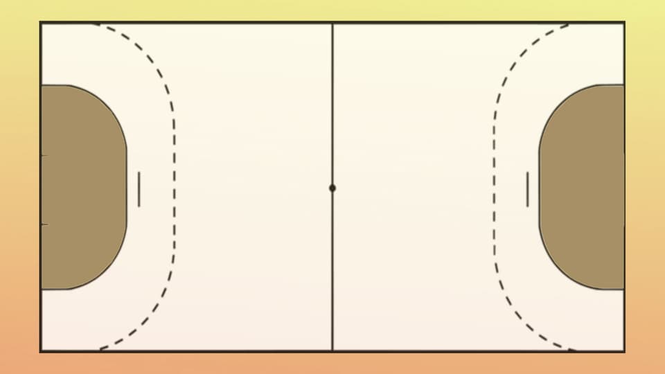 Ein Handballfeld von oben