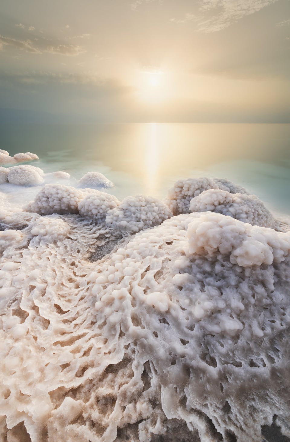 Wie Quallen sehen die Salzschichten aus, die sich am Toten Meer auftürmen.