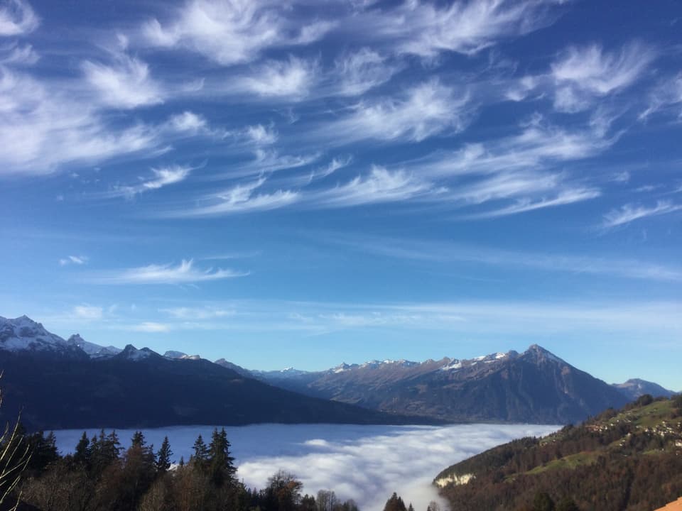 Heute Morgen schöne Federwolken über dem Berner Oberland. Blick Richtung Südwesten zum Niesen