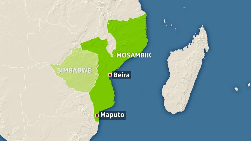 Karte von Mosambik und Simbabwe
