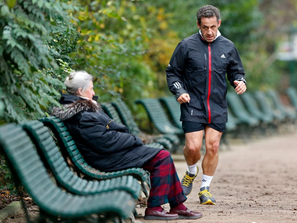 Nicolas Sarkozy beim Joggen. 