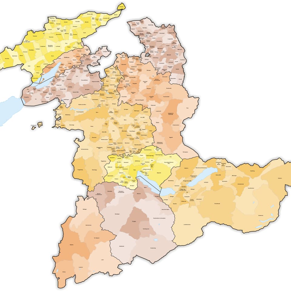 Karte des Kantons Bern.