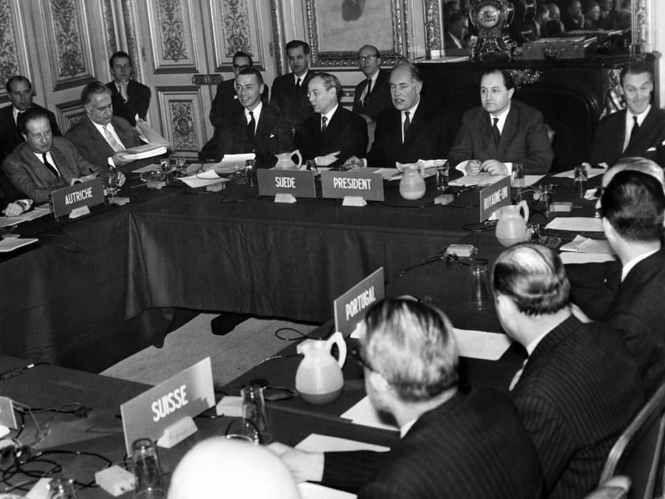Einige Staatsvertreter der Efta-Staaten an einem Tisch.