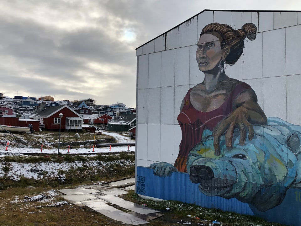 Ein Mural (bemalte Wand) in Nuuk